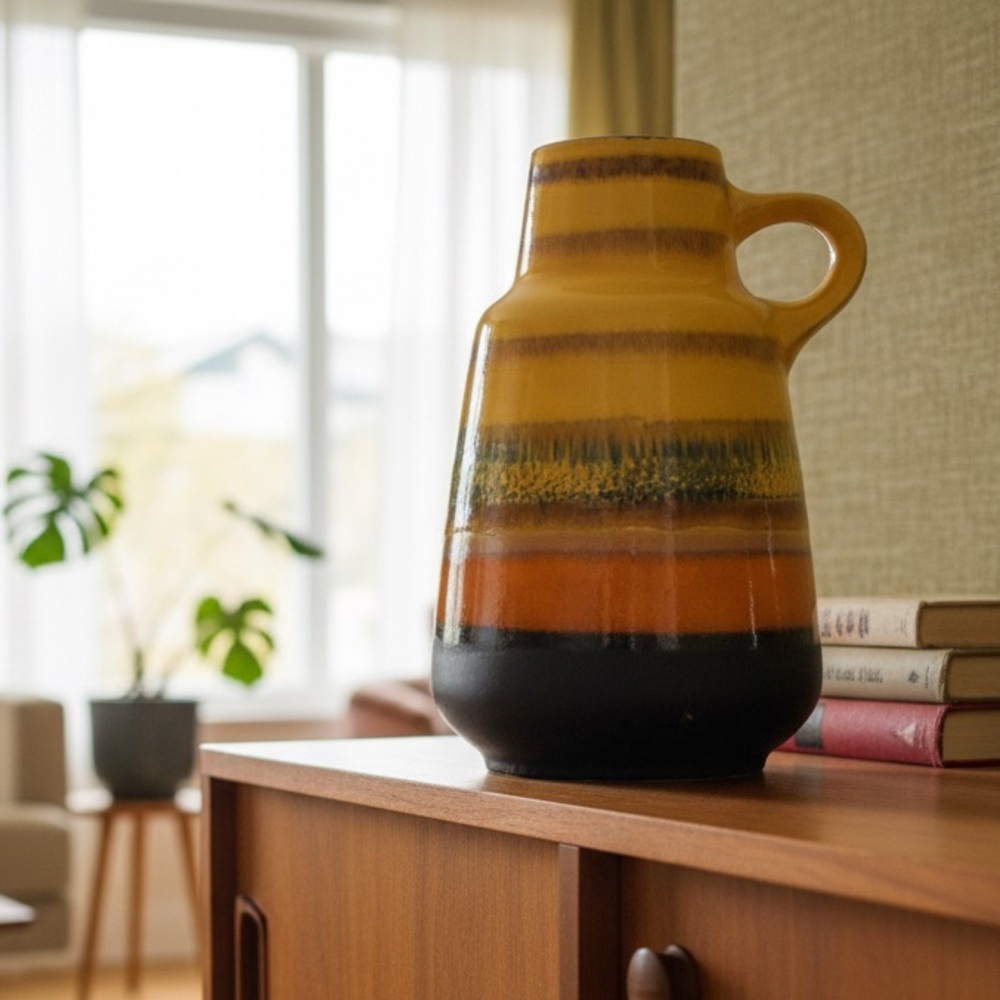 Vintage West Germany Fat Lava vase 1533-24 Mid Century Modern‎